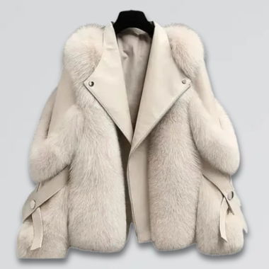 Giacca in finta pelliccia beige