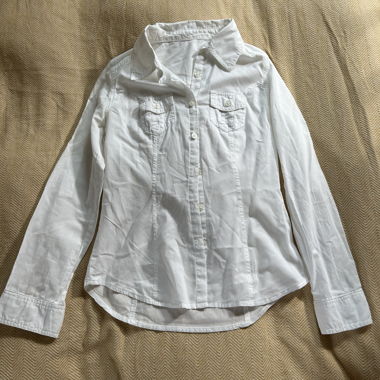 White long-sleeve button-up shirt