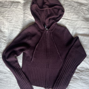 Burgundy zip-up sweater jacket