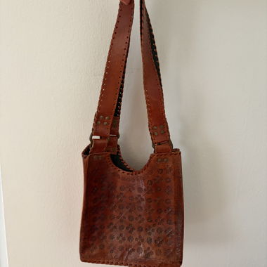 Borsa a tracolla in pelle boho marrone