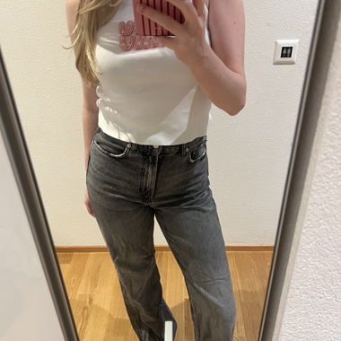 ZARA Grey Wide-Leg Jeans