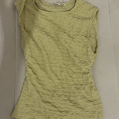 Light Green Textured Open-Back Top