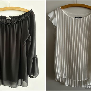 Pleated Blouse Set black/white - Size S/M