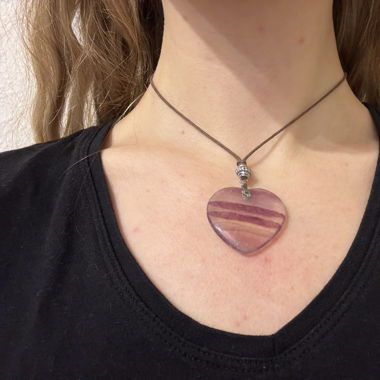 Halskette mit Herz-Amulett aus Amethyst