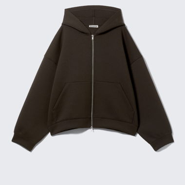 Felpa con zip Scuba oversize Weekday - Marrone scuro