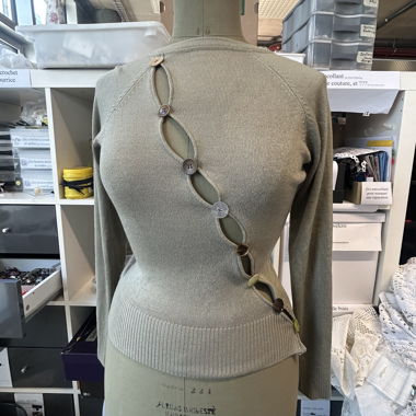 Handmade Olive cutout button sweater