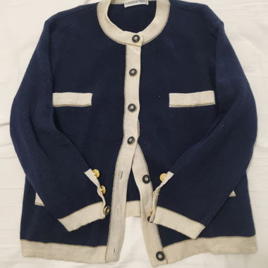 Cardigan en laine blanc navy