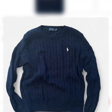 Ralph Lauren navy blue cable knit sweater Size L