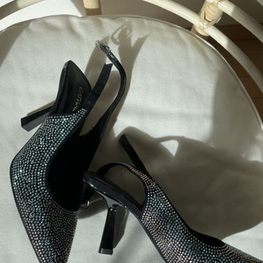 Glitter sling back heels