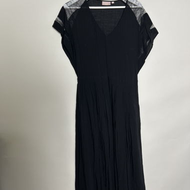 Black lace trim dress