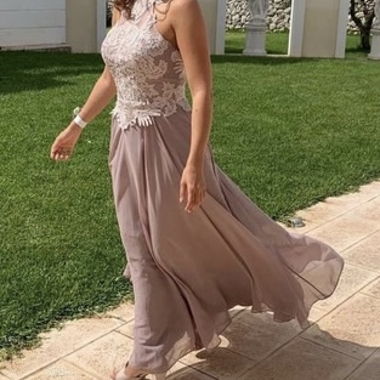 Abito da sera/abito per invitata al matrimonio/abito da festa (rosa antico)