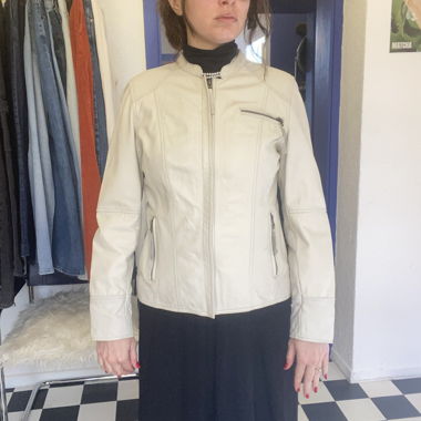 Giacca in pelle color crema Donna taglia 38