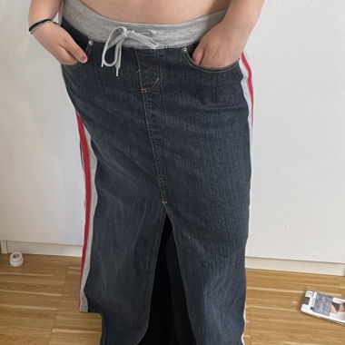 Striped Maxi Denim Skirt