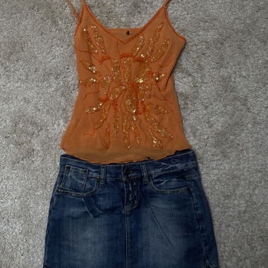 Haut à sequins orange
