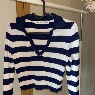 Langarm Top gestreift weiss/blau
