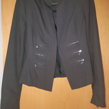 Schwarzer Damenblazer mit Reissverschlüssen