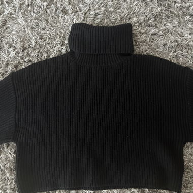 Black roll-neck sweater
