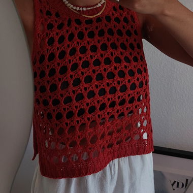 Red crochet "over"top