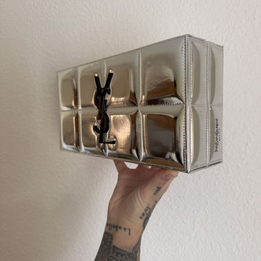 Silver YSL Clutch Bag