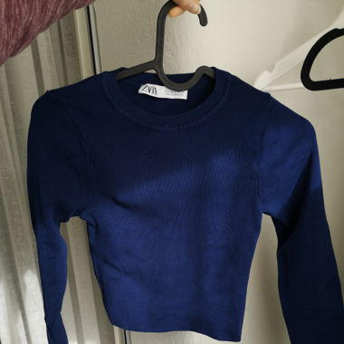 Zara Langarm Oberteil Blau S