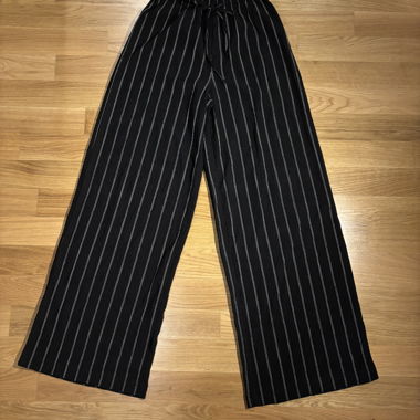 H&M black fabric trousers with stripes