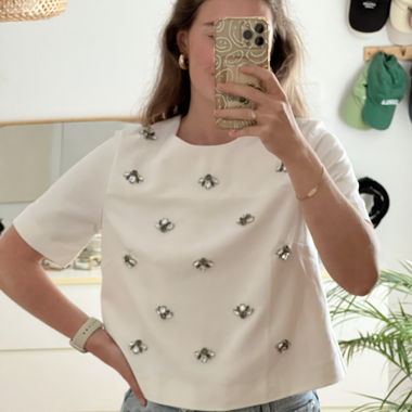 Cropped Tshirt with stone detail