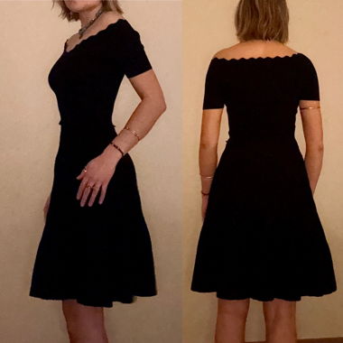 Sandro Paris Black Knit Dress off-shoulder Flare