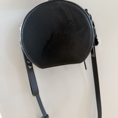 Sac bandoulière rond en cuir noir Geox