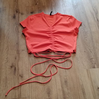 Crop Top Arancione con Lacci, Tg. L