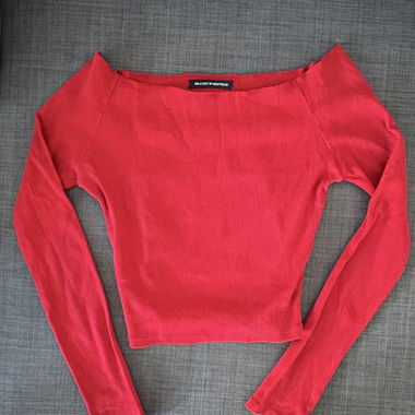 Red off-shoulder top