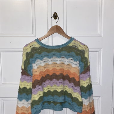 colourful crochet jumper