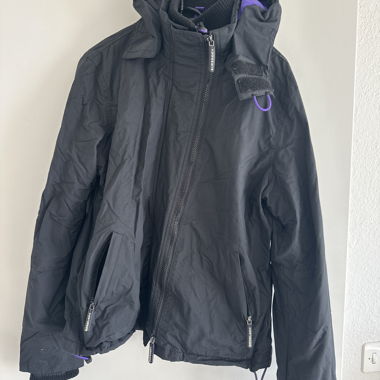 Black outdoor jacket with hood