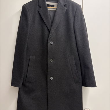 Cappotto BOSS grigio in lana vergine e cashmere, taglia 46