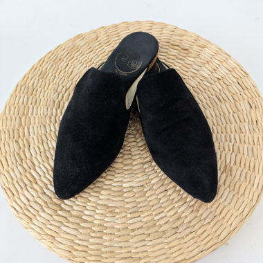 Schwarze Wildleder-Mules, EU 38