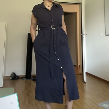 Abito camicia blu navy 68 con cintura