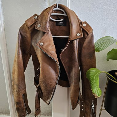 Giacca biker marrone