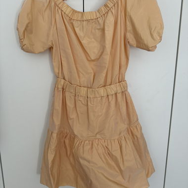 Peach Balloon Sleeve Dress