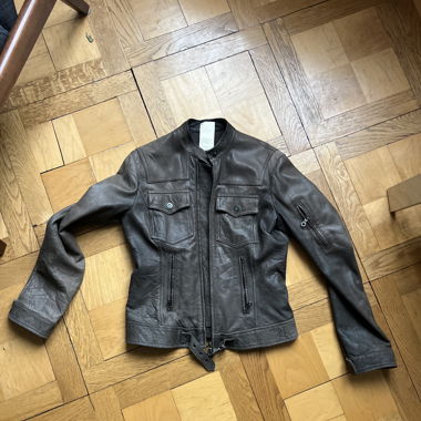 Vintage-Lederjacke Taupe S