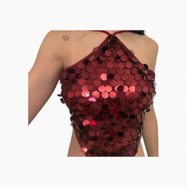 Haut rouge à sequins