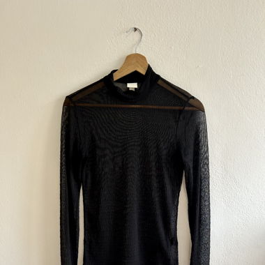 High neck semi-transparent shirt