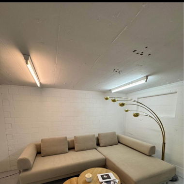 Beige peach corner sofa with sleeping function