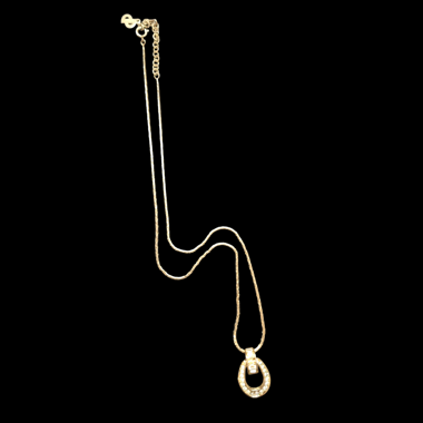 Christian Dior Strass Drop Halskette – Gold-Optik