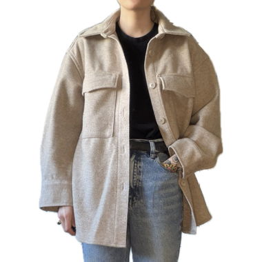 Beige wool blend oversize shacket