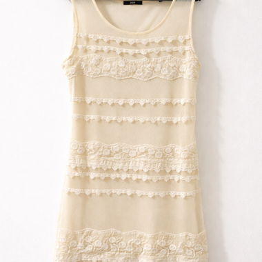 Robe sans manches couleur crème
