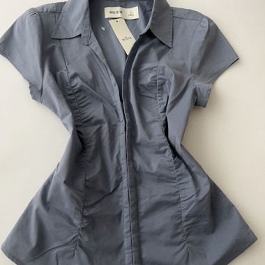 Chemise virale grise/bleue Hollister
