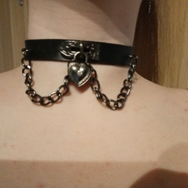Black choker necklace with heart pendant