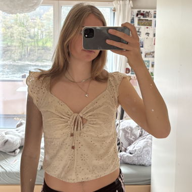 Beige Broderie Top