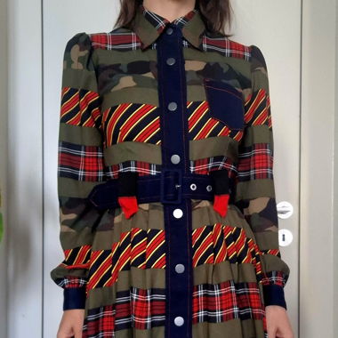 Military Patchwork Shirt Dress