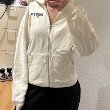 Felpa con zip review bianca