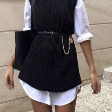 Gilet smanicato in maglia H&M nero / pullunder, smanicato M